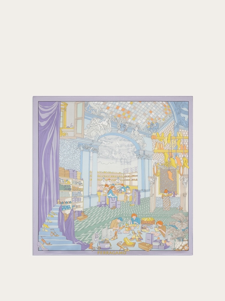 Atelier print silk foulard Gallery image 1