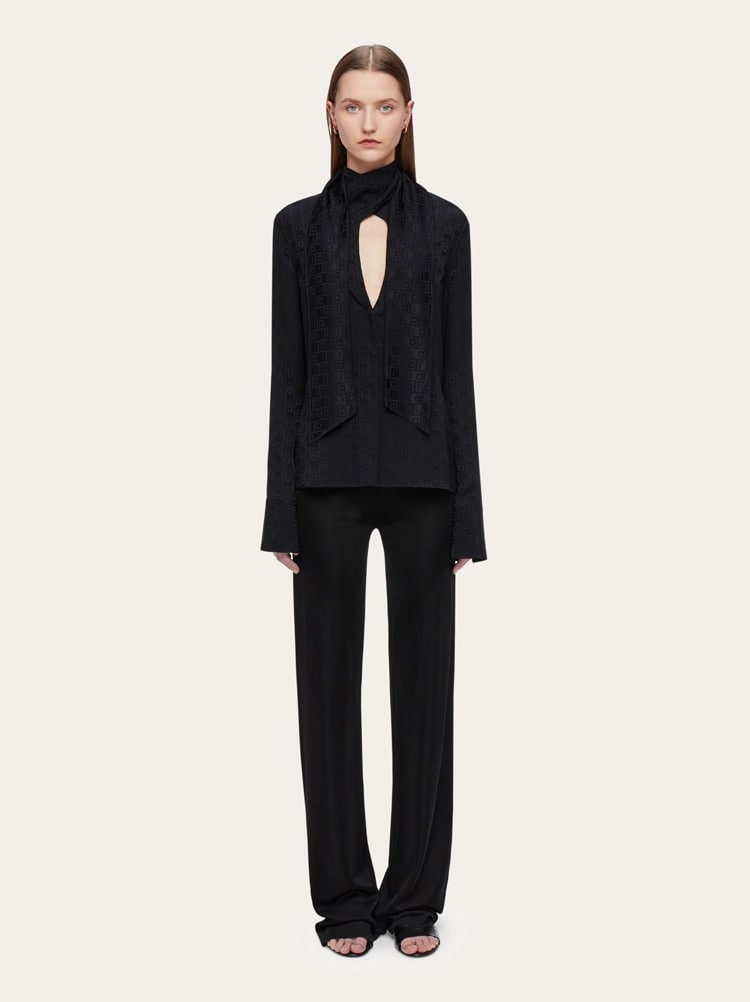 Ferragamo Monogram shirt with sash collar Gallery image 6