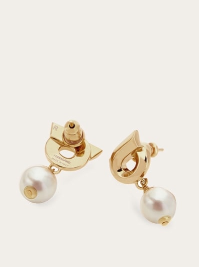 Gancini earrings with synthetic pearls - Women | Ferragamo