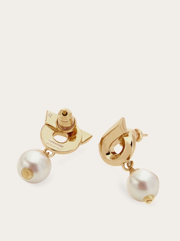 Gancini earrings with synthetic pearls Gallery image 2