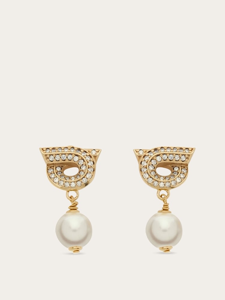 Gancini earrings with pearls and crystals Gallery image 1