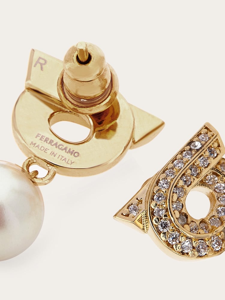 Gancini earrings with pearls and crystals Gallery image 2
