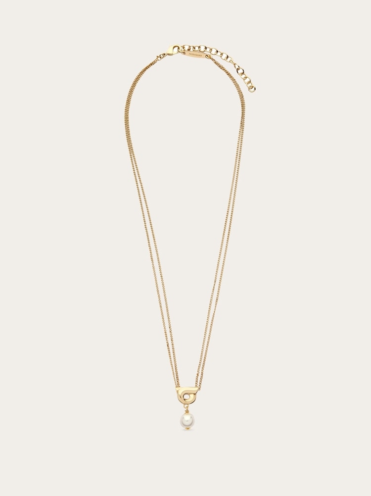 Collar colgante Gancini y perla sintética Gallery image 1