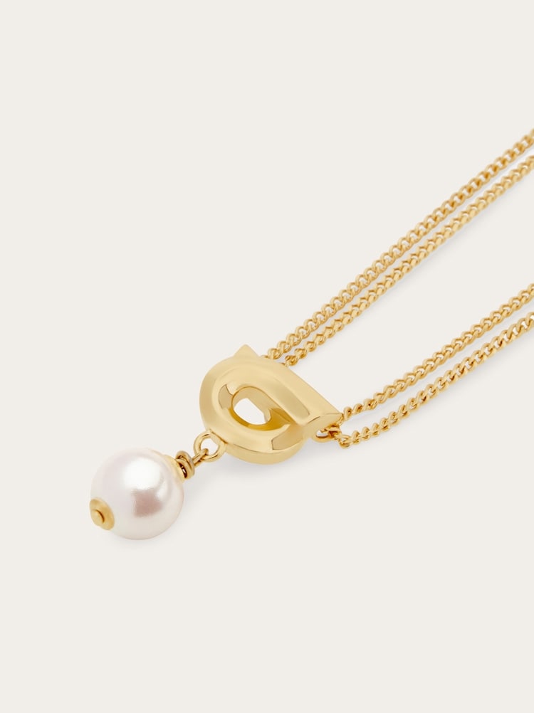 Collar colgante Gancini y perla sintética Gallery image 4