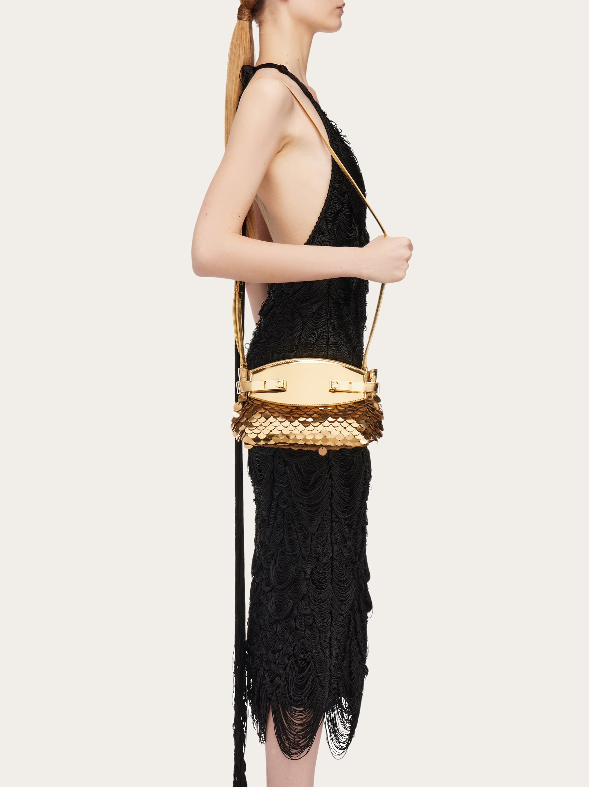 Hug soft crossbody bag with sequins (XS) - Women | Ferragamo