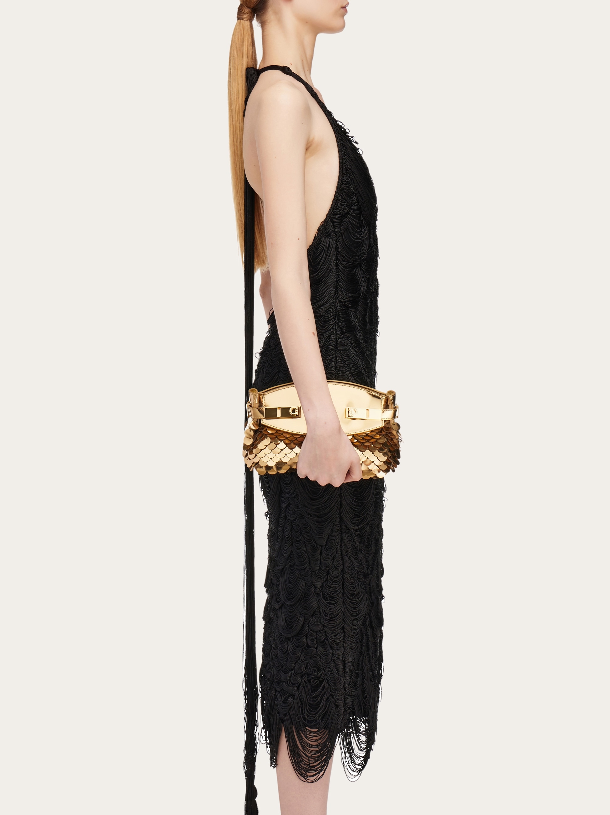 Hug soft crossbody bag with sequins (XS) - Women | Ferragamo