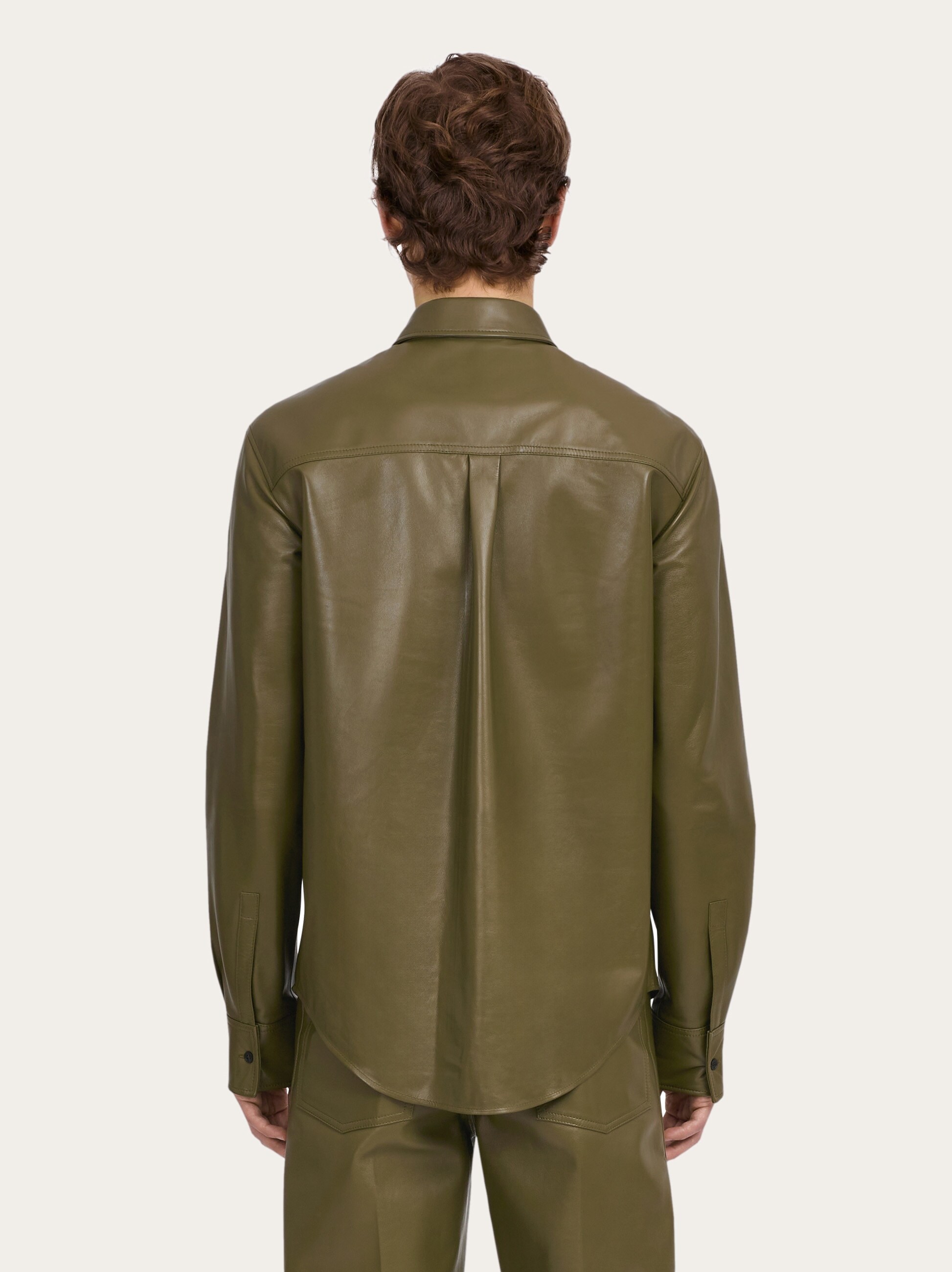 00s 定価18万 salvatore ferragamo レザーシャツ サルヴァトーレフェラガモレザーシャツ