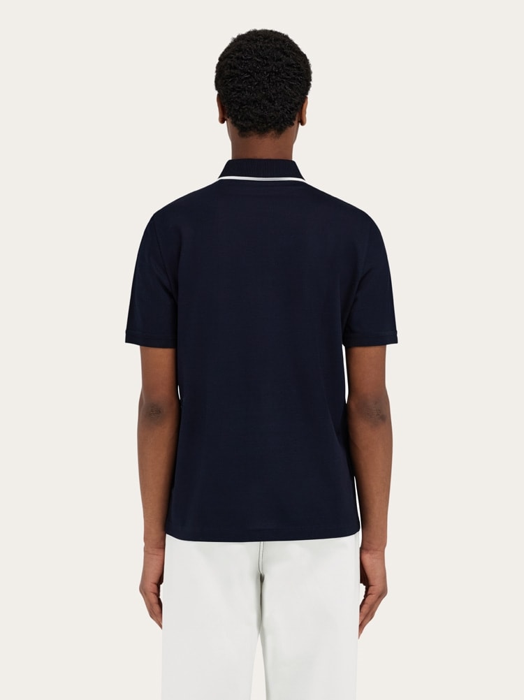 Cotton polo shirt with zip closure Gallery image 3