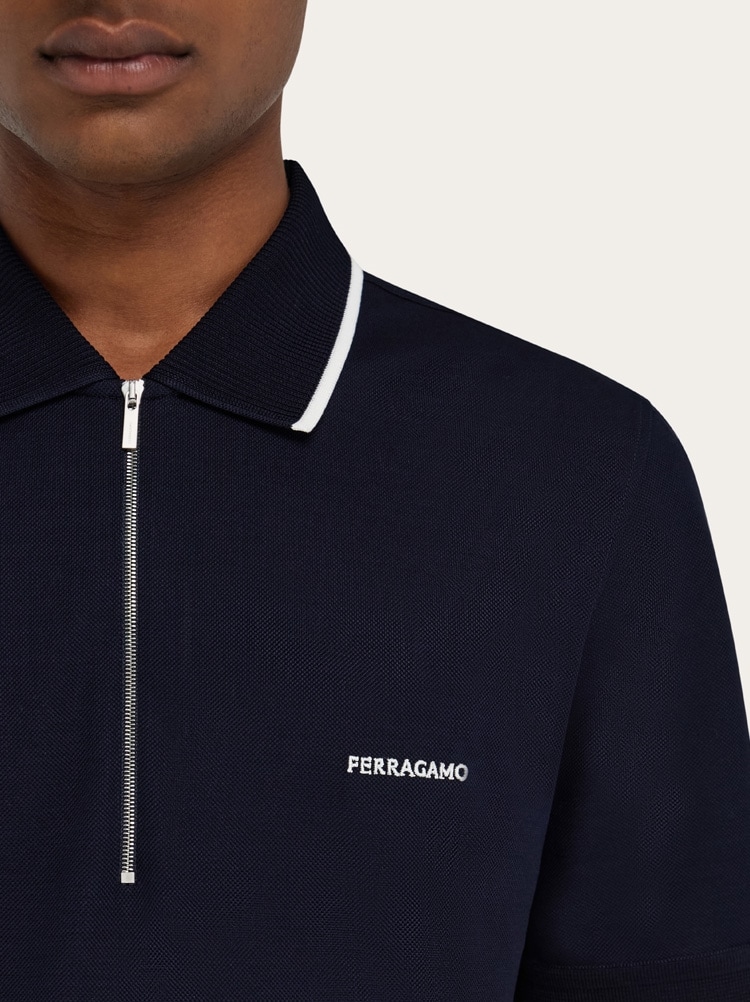 Cotton polo shirt with zip closure Gallery image 4