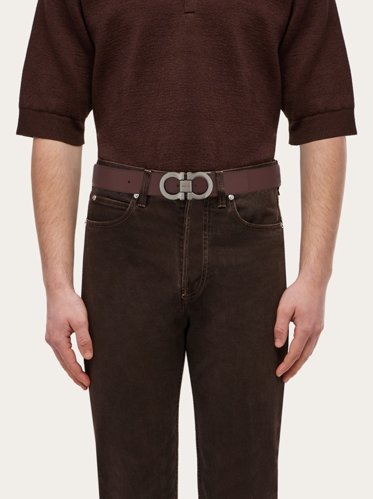 Reversible and adjustable Gancini belt Gallery image 4