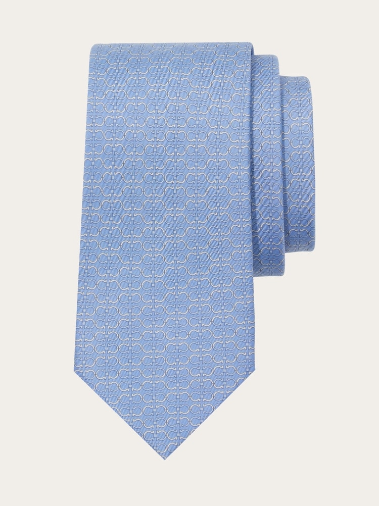 Gancini print silk tie Gallery image 1