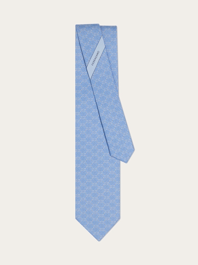 Gancini print silk tie Gallery image 3