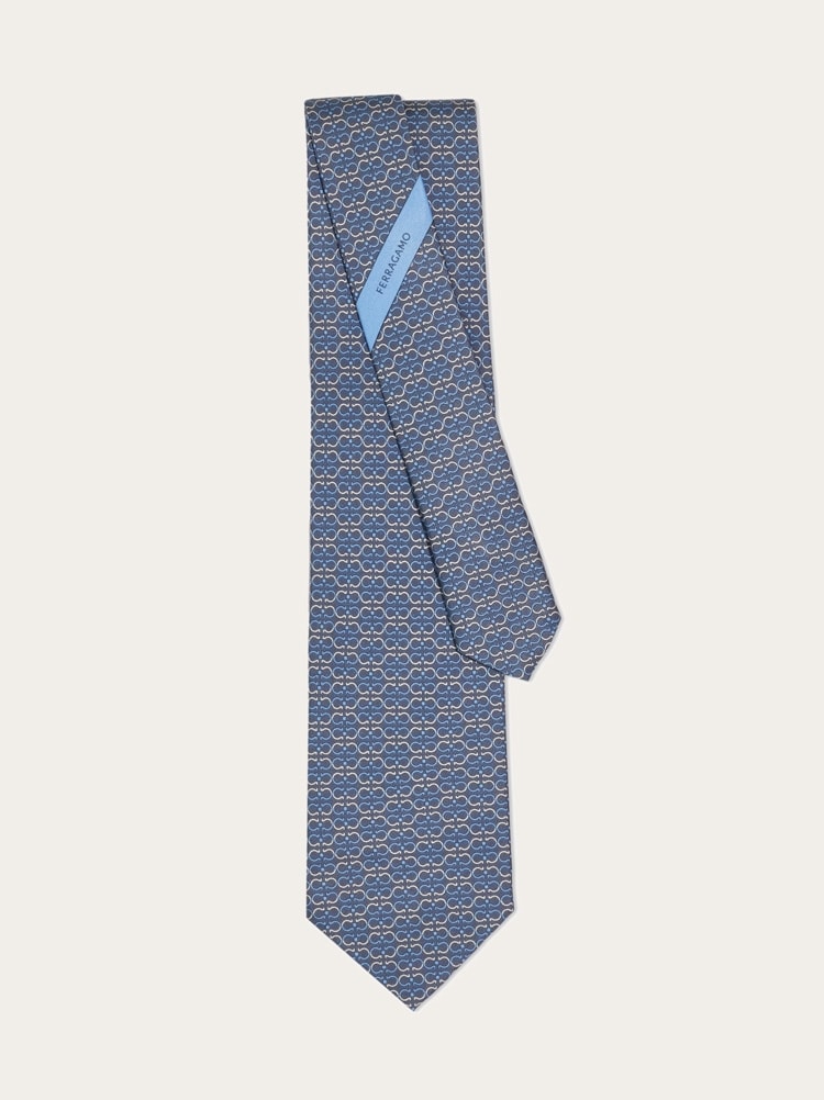 Gancini print silk tie Gallery image 3