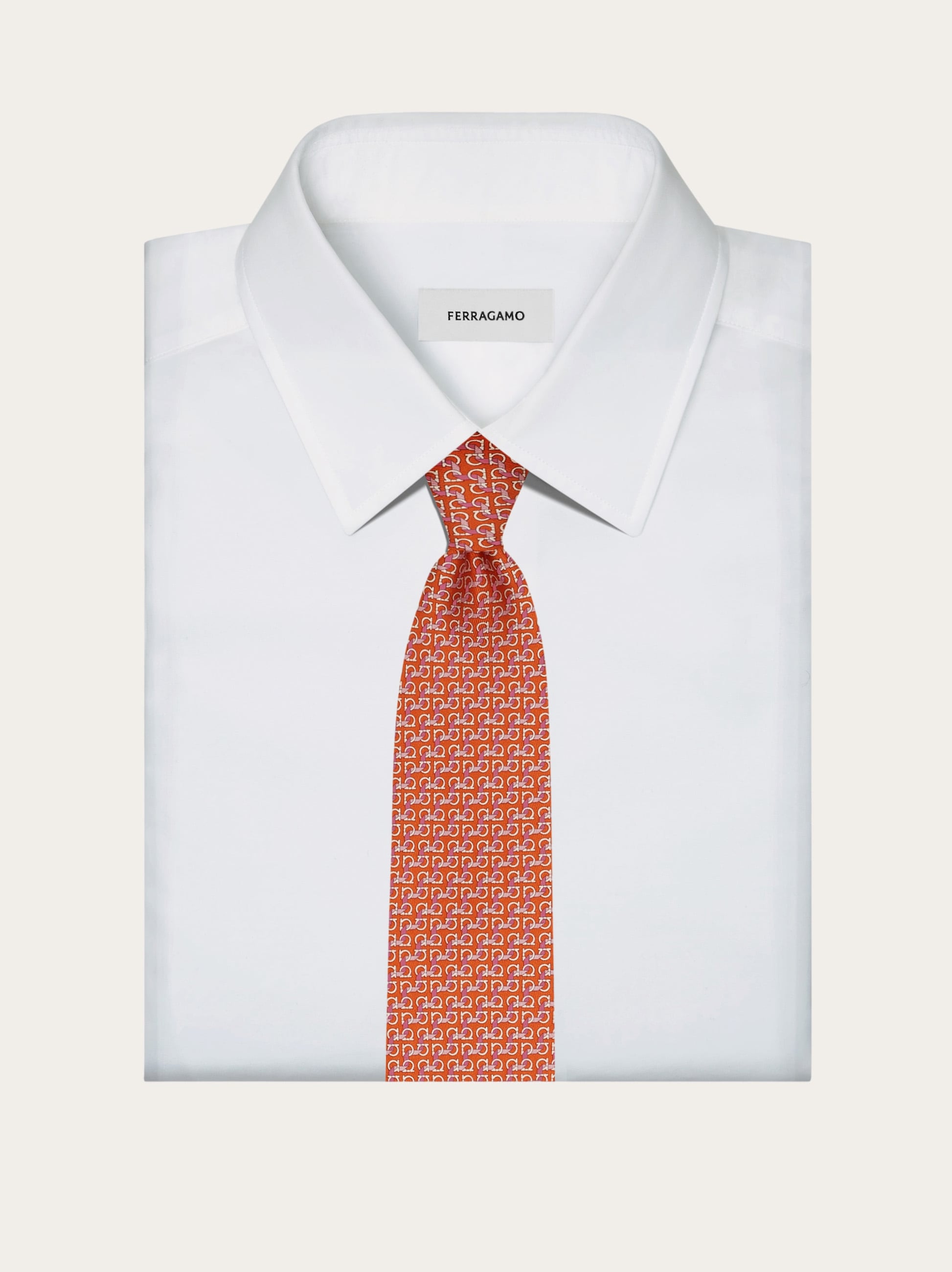 Salvatore Ferragamo ネクタイ オレンジ Bulldog print silk tie - Men | Ferragamo
