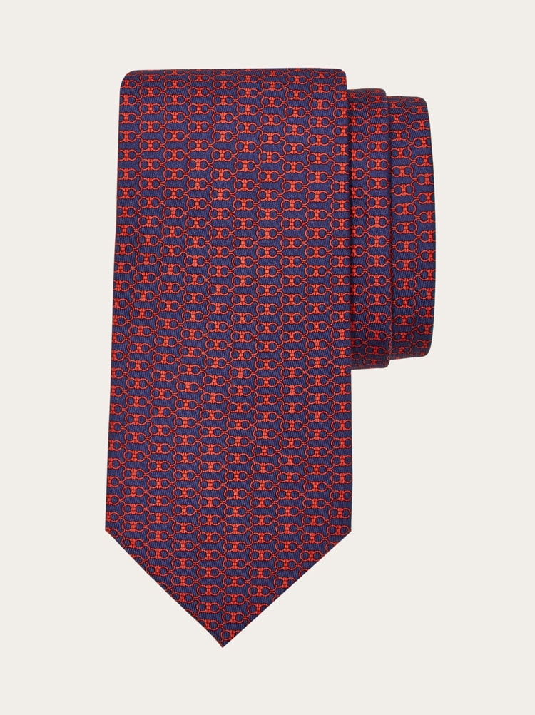 Gancini print silk tie Gallery image 1
