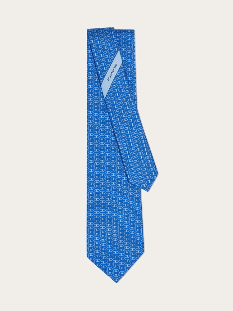 Gancini print silk tie Gallery image 3