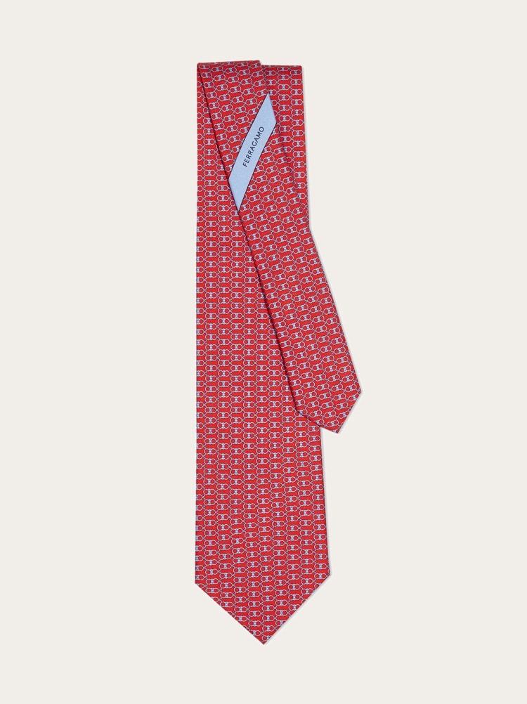 Gancini print silk tie Gallery image 3