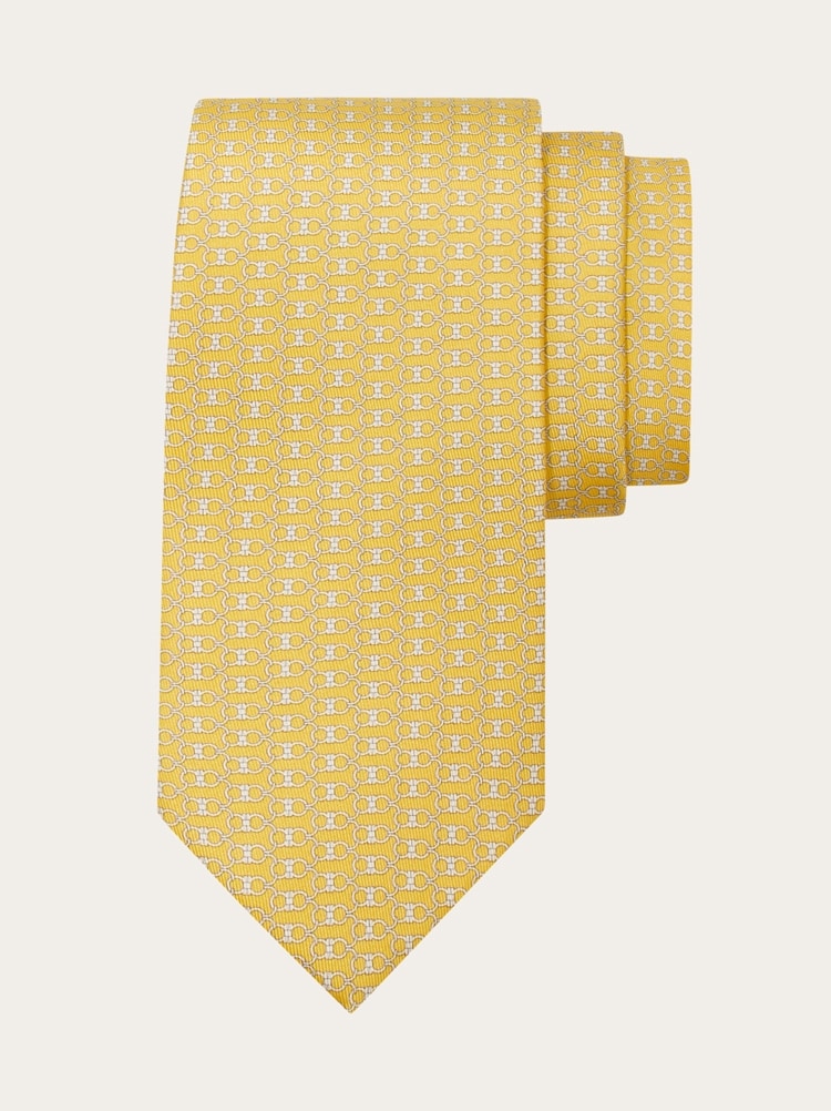 Gancini print silk tie Gallery image 1