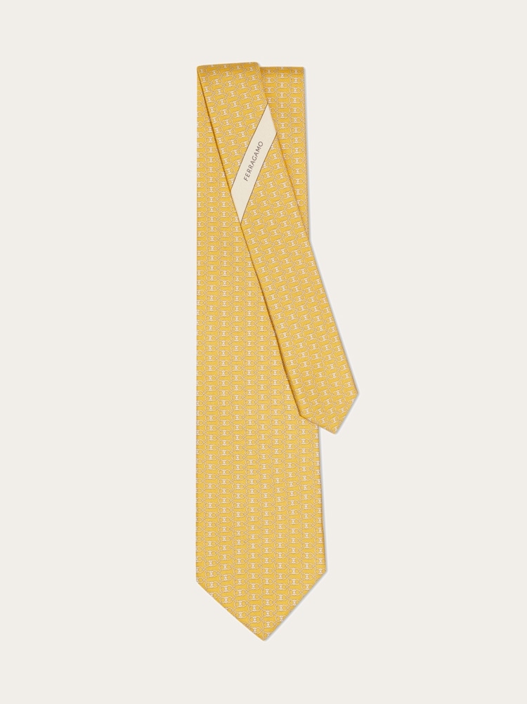 Gancini print silk tie Gallery image 3
