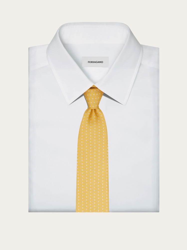 Gancini print silk tie Gallery image 4