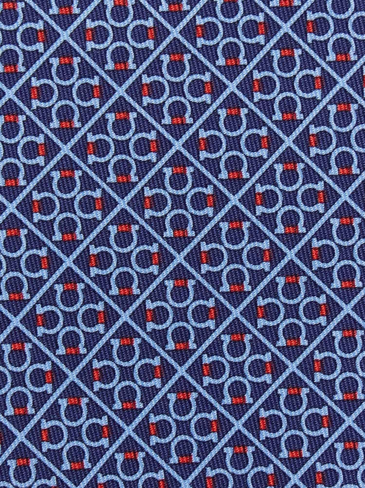Square Gancini print silk tie Gallery image 2