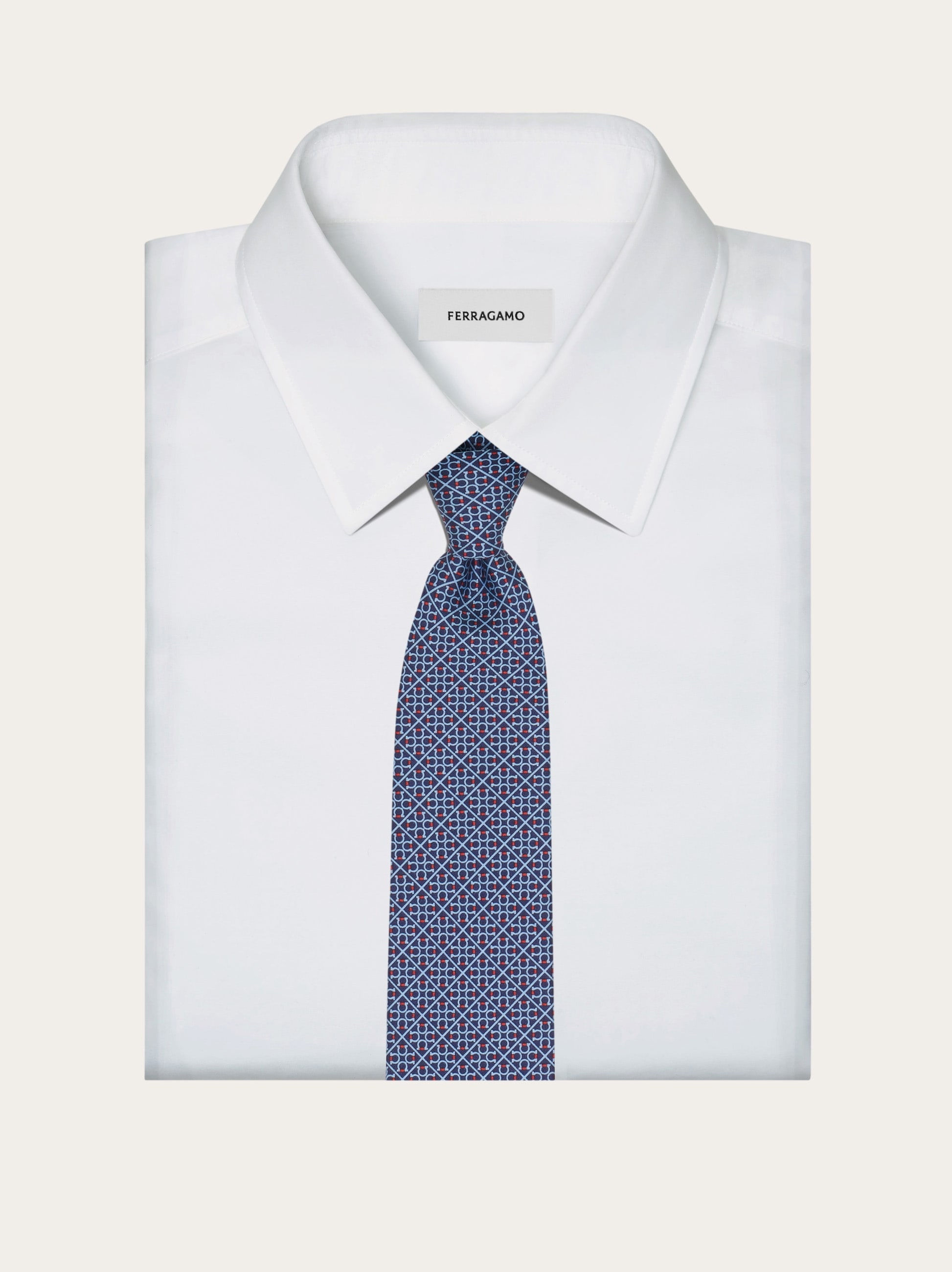 FERRAGAMO ゴールド パターン ネクタイ キリン柄 Puzzle print silk tie - Men | Ferragamo