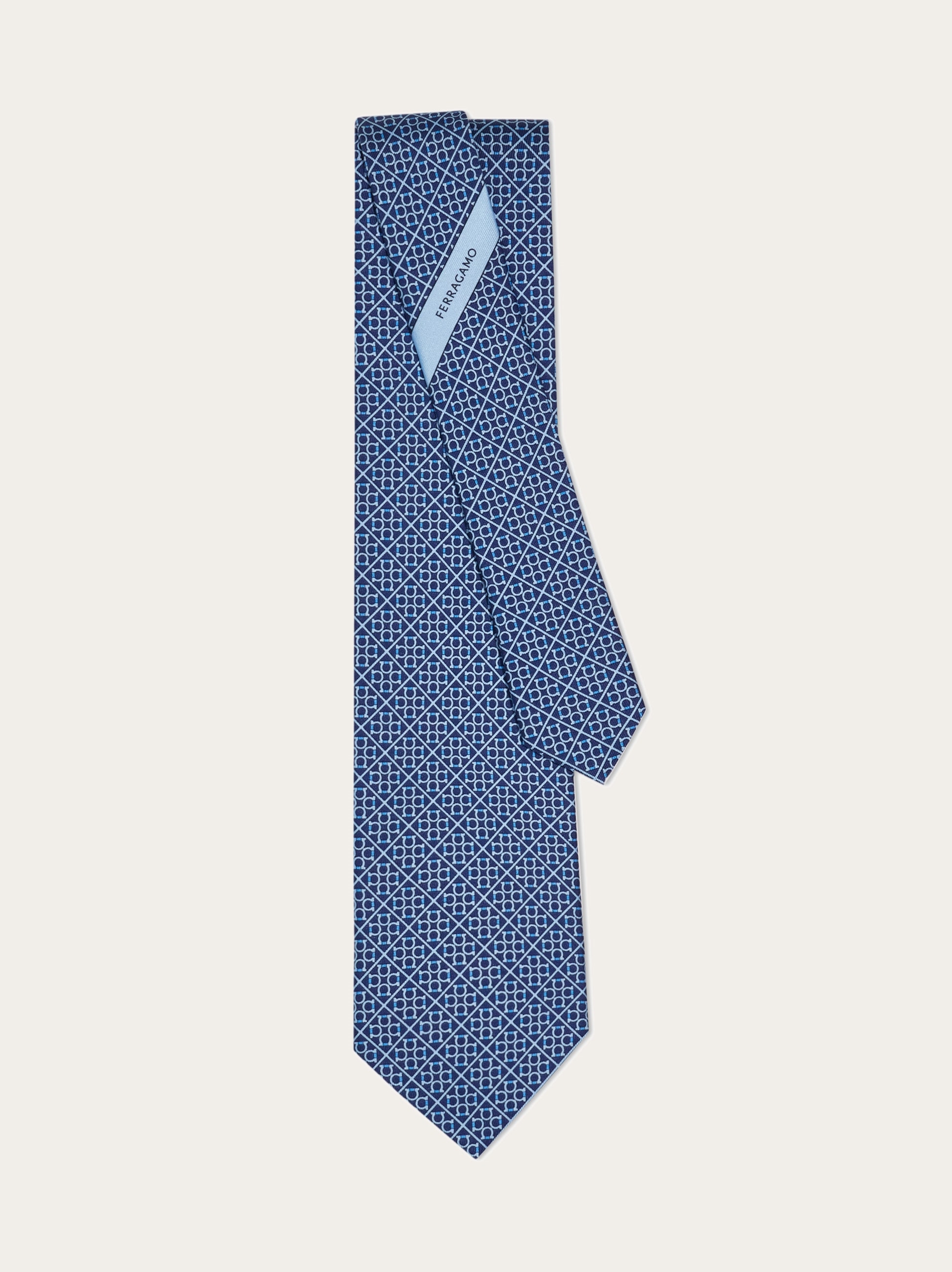 Square Gancini print silk tie - Men | Ferragamo