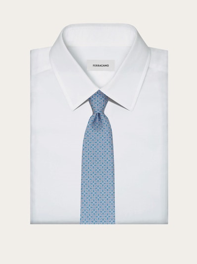 Square Gancini print silk tie - Men | Ferragamo