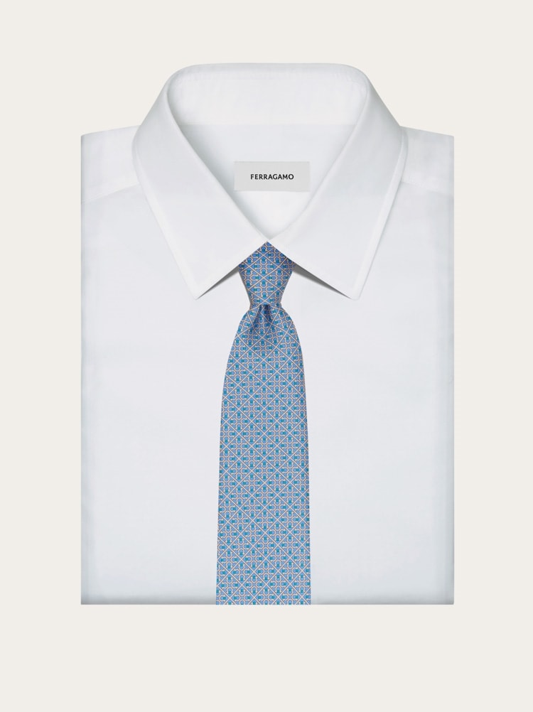 Square Gancini print silk tie Gallery image 4