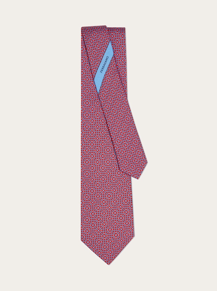 Square Gancini print silk tie Gallery image 3