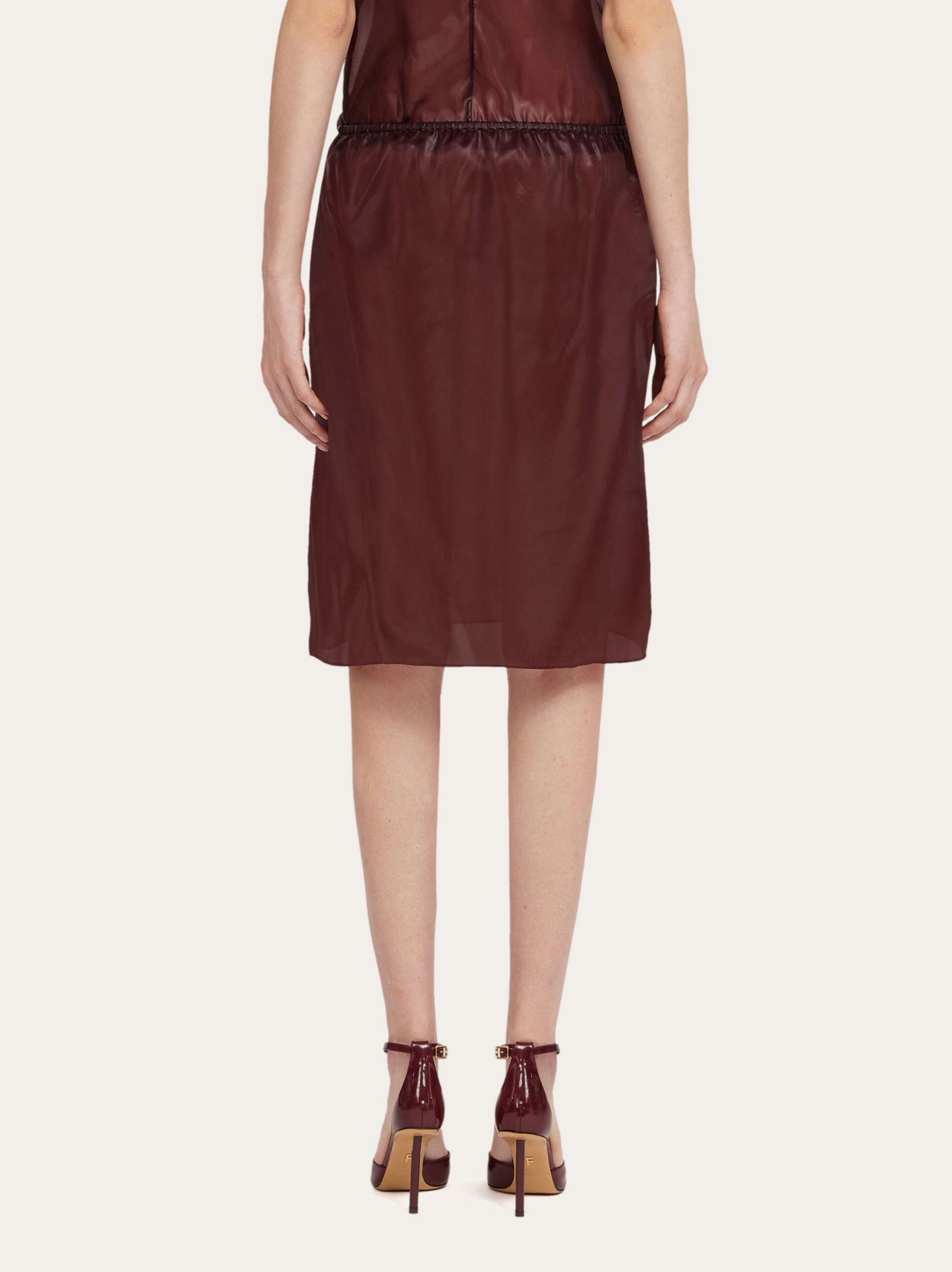 【送料&関税込】Ferragamo Burgundy Nylon Blend Skirt Ferragamo Burgundy Nylon Blend Skirt | italist