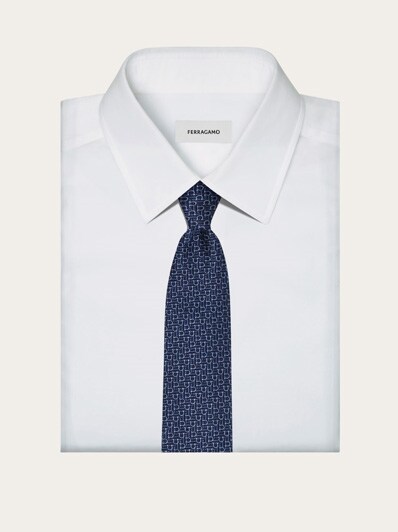 Jacquard tie with diagonal Gancini - Men | Ferragamo