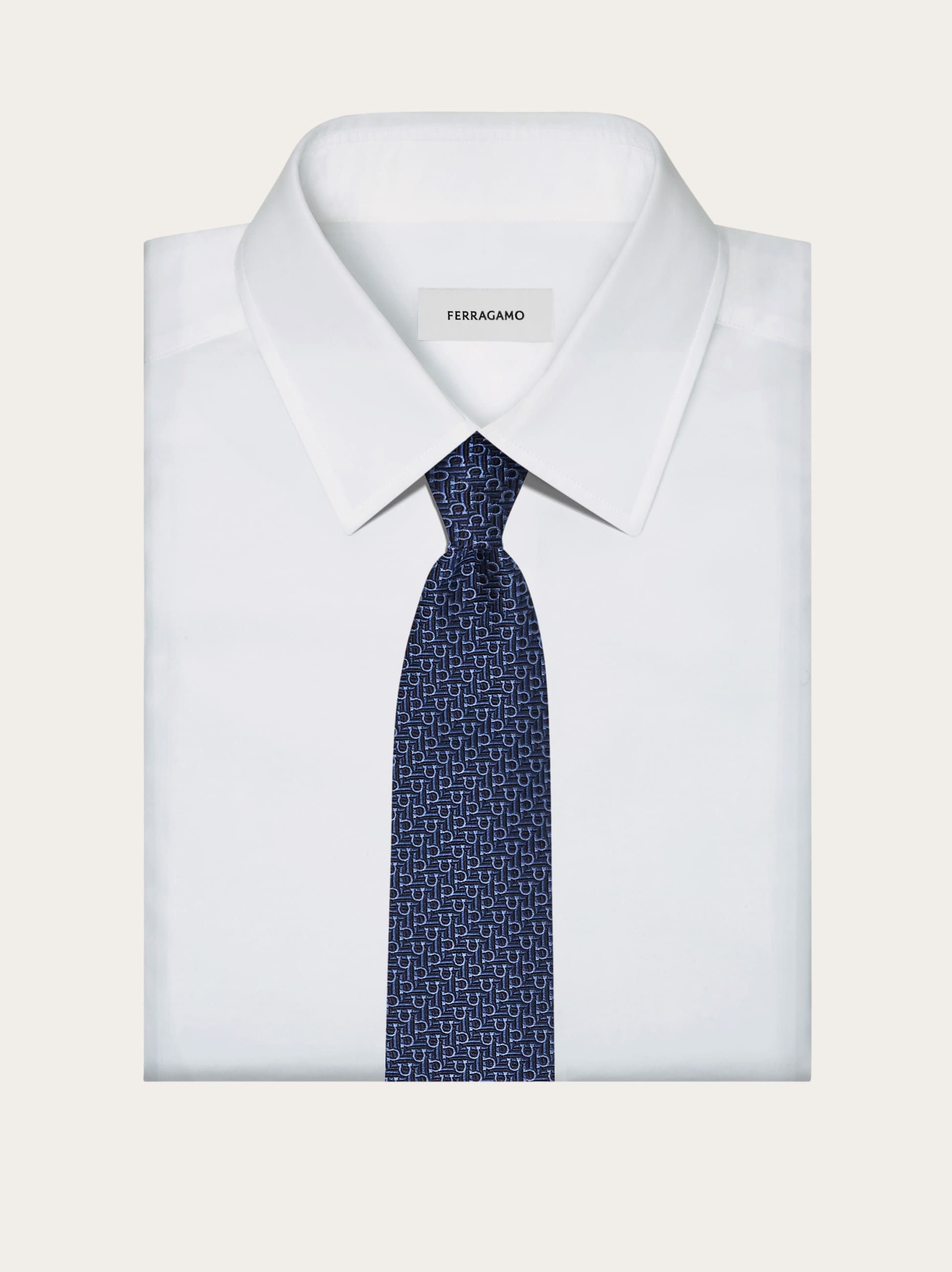 Jacquard tie with diagonal Gancini - Men | Ferragamo