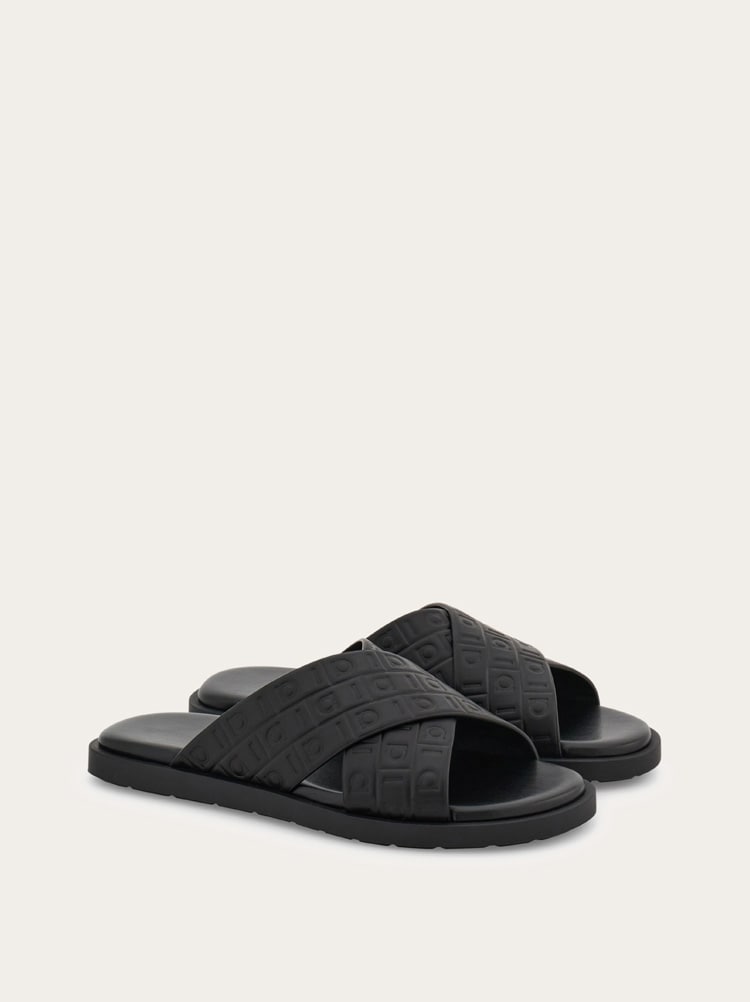 サンダル・ミュール FERRAGAMO SLIDE SANDAL WITH LOGO Ferragamo Logo Slides | Black | FARFETCH
