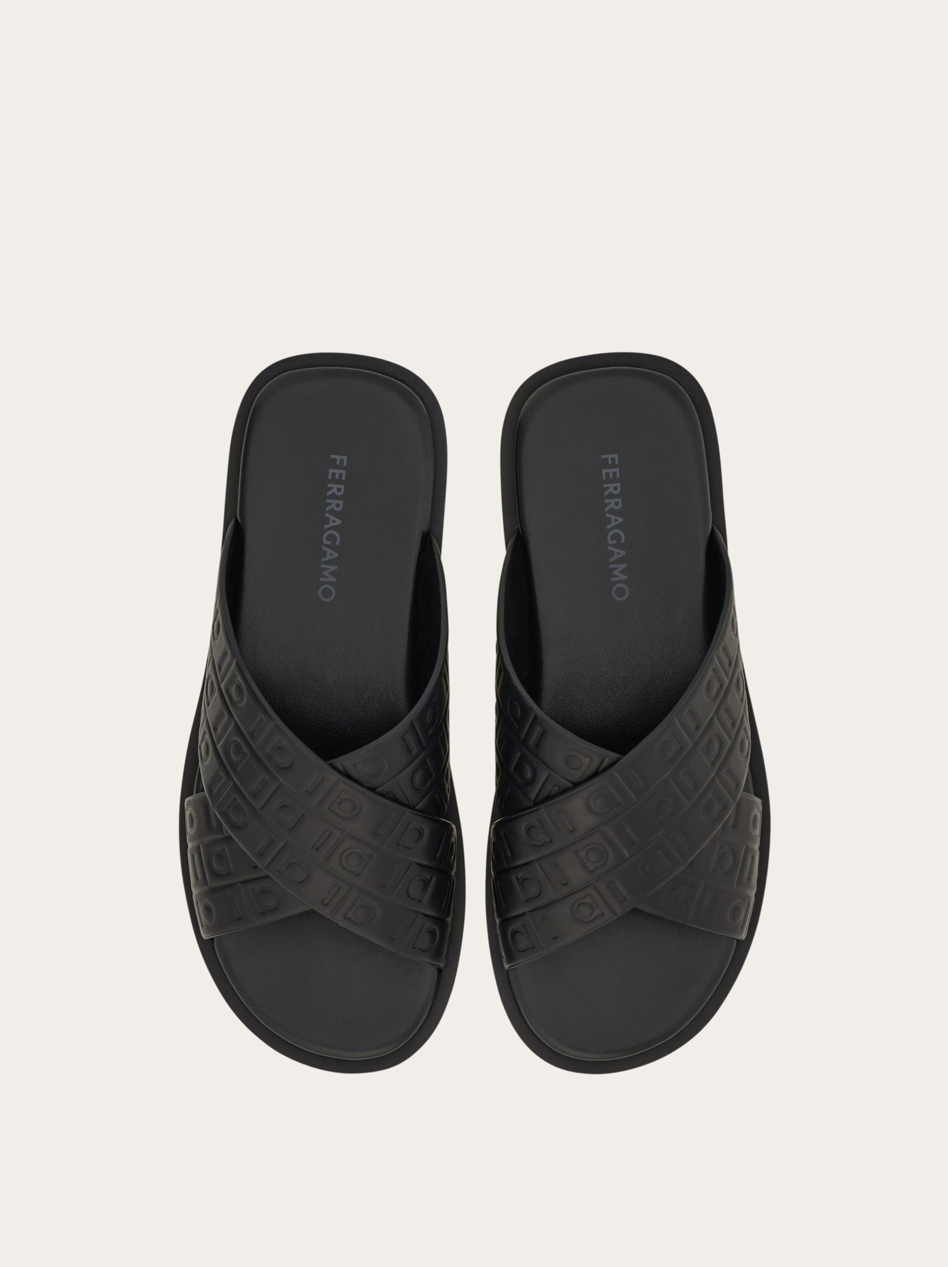 【送料&関税込】Ferragamo Leather Sandals With Logo Ferragamo Monogram sandal - Men | Ferragamo