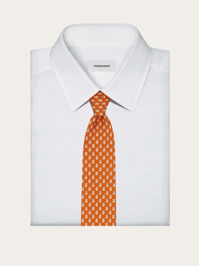 Bulldog print silk tie - Men | Ferragamo