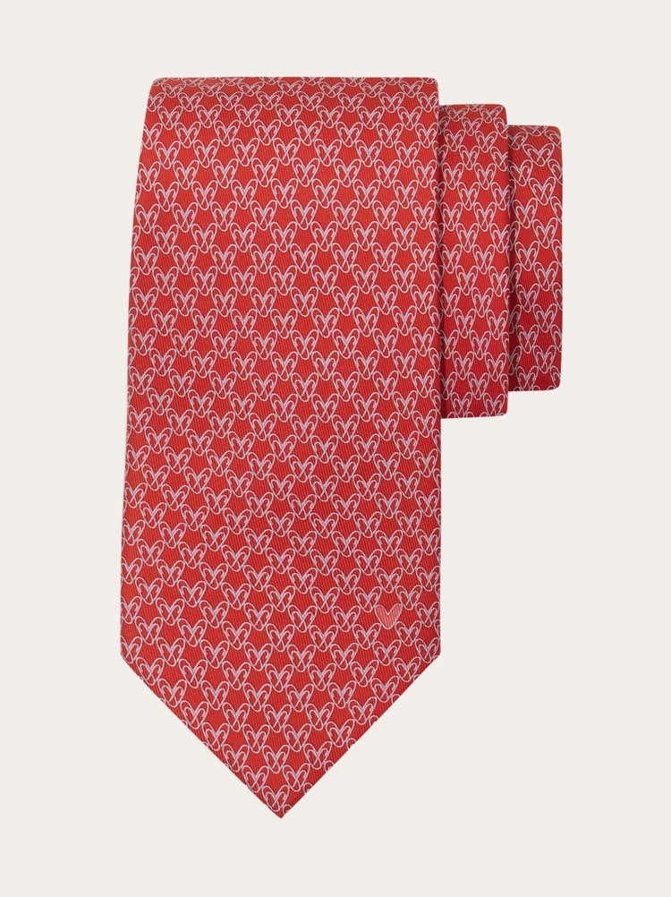Heart print silk tie Gallery image 1