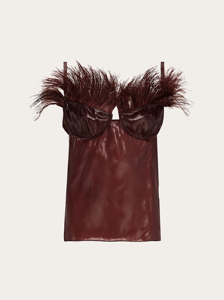 Organza top with feather embellishment Gallery image 1