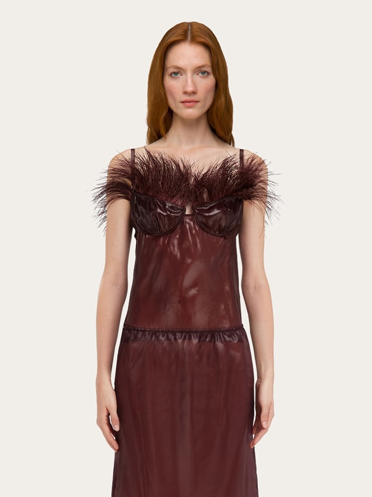 Organza top with feather embellishment Gallery image 2