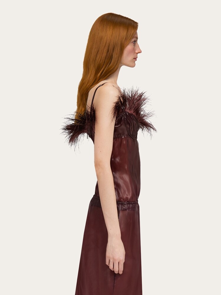 Organza top with feather embellishment Gallery image 3
