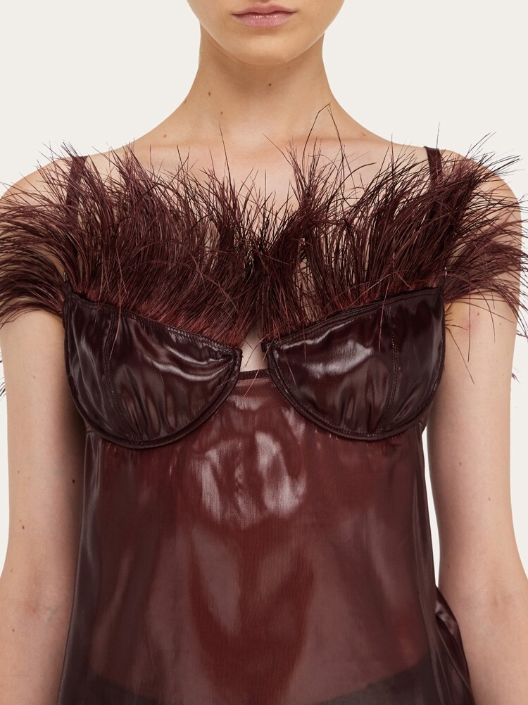 Organza top with feather embellishment Gallery image 5