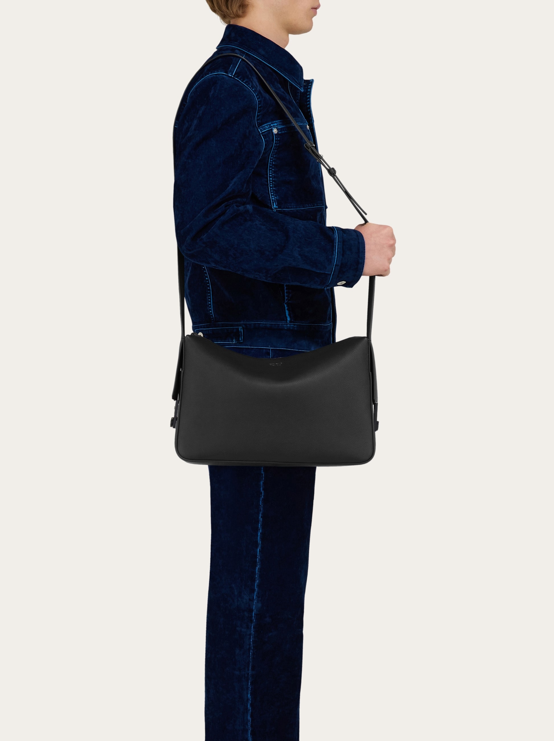 Messenger bag with Gancini buckles (M) - Men | Ferragamo