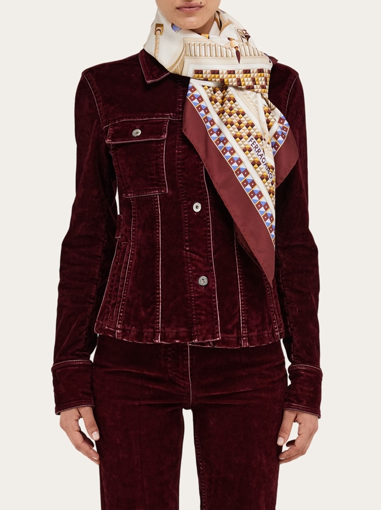 Geometrical renaissance print silk scarf Gallery image 3