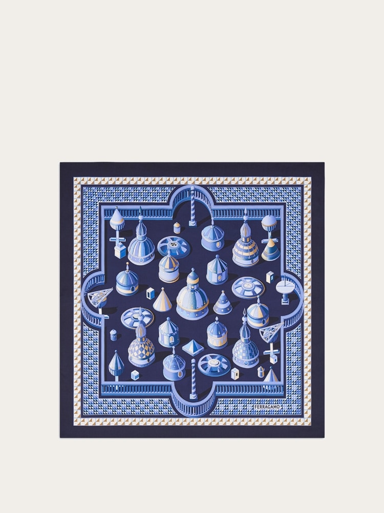 Geometrical renaissance print silk scarf Gallery image 1