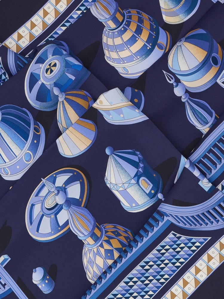 Geometrical renaissance print silk scarf Gallery image 4