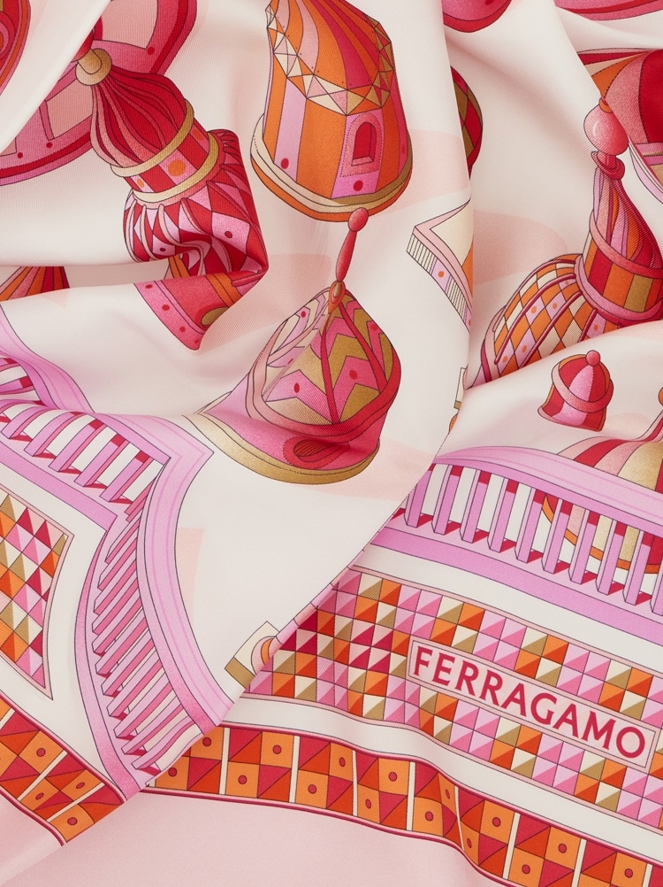 Geometrical renaissance print silk scarf Gallery image 2