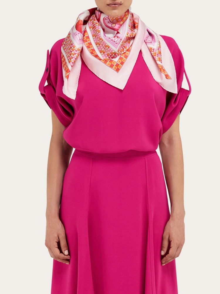Geometrical renaissance print silk scarf Gallery image 3