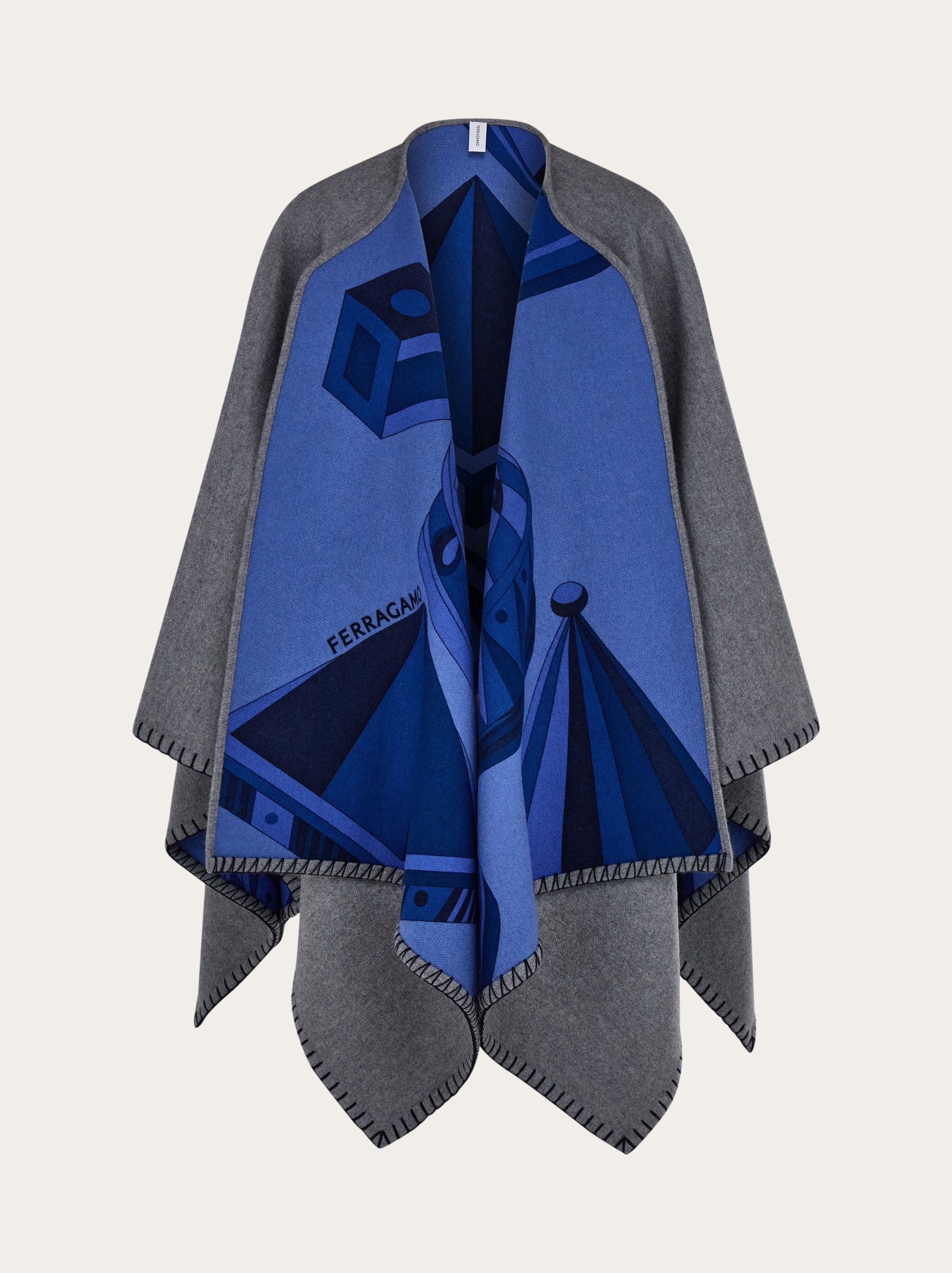 Geometrical renaissance print reversible cape - Women