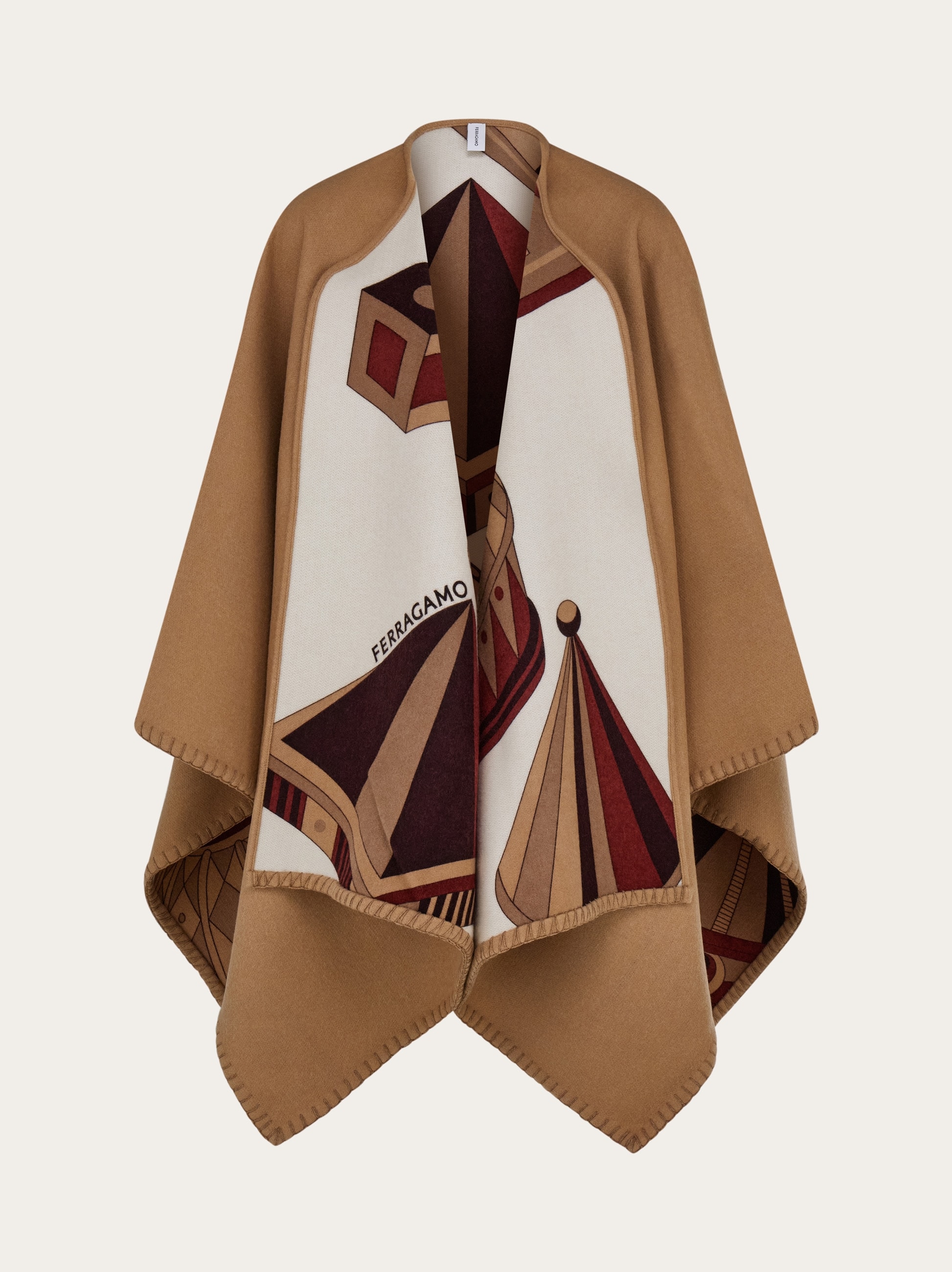 Geometrical renaissance print reversible cape - Women