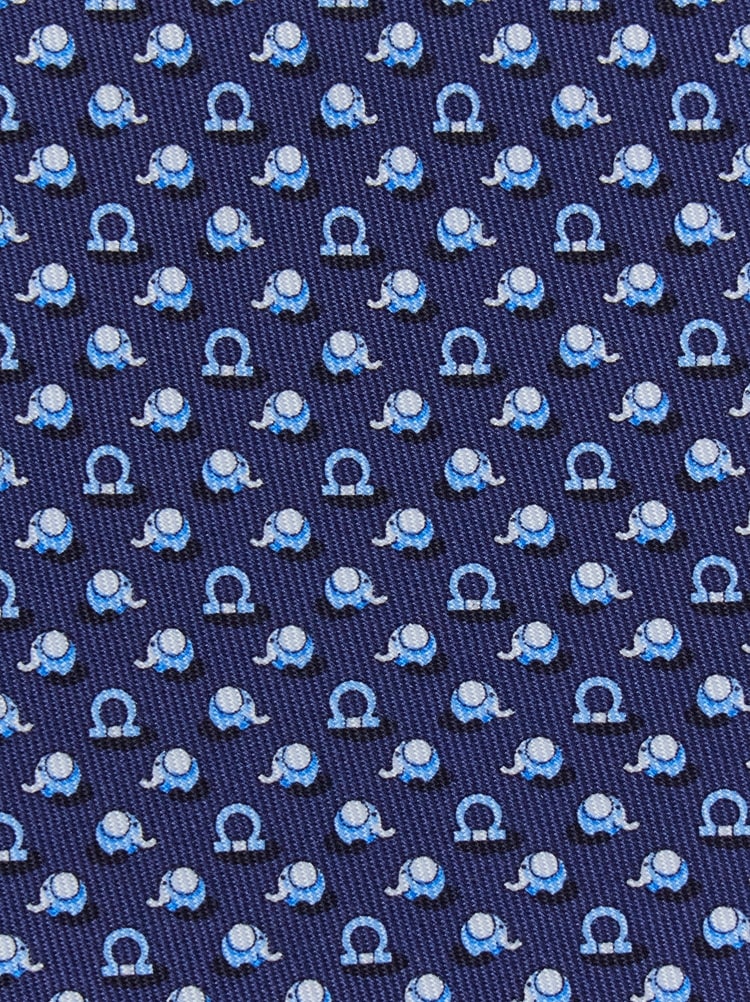Elephant print silk tie